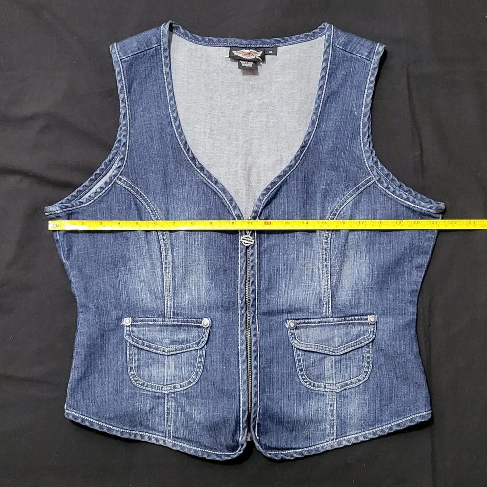 Harley-Davidson Denim Blue Lace-Up Vest - Picture 5 of 9